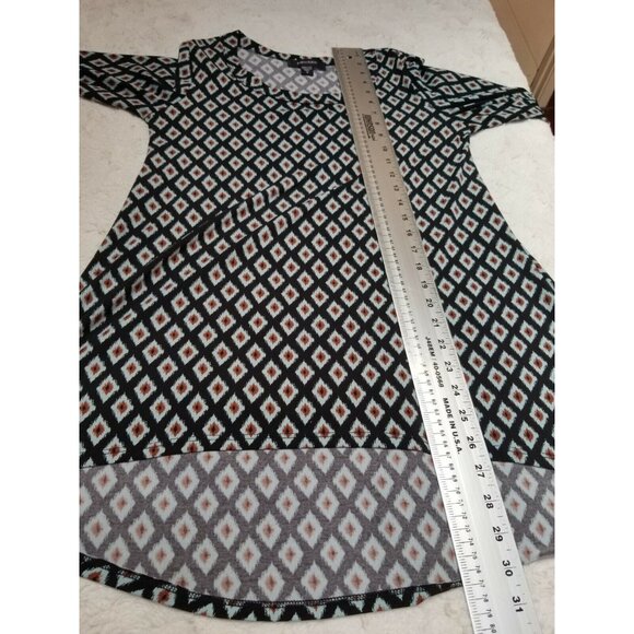 Karen Kane Womens Scoop Neck Geometric Hi-Low Tunic Top Long Sleeve Small Black - Picture 5 of 5